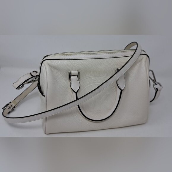 Michael Kors Fulton Sport Handbag Tote Shoulder Bag White Leather Crossbody - Picture 1 of 13